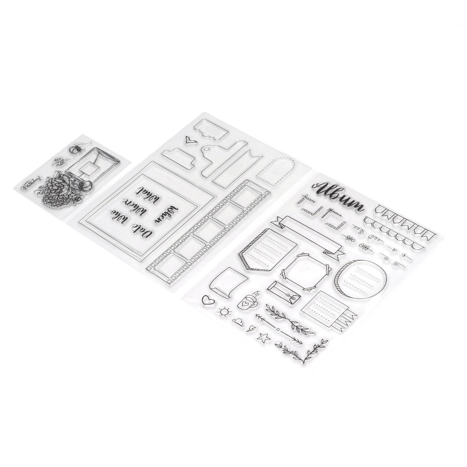 

3pcs Clear Stamps DIY Interesting Durable Reusable TPR Material Transparent Appearance Embossing Scrapbooking Tool