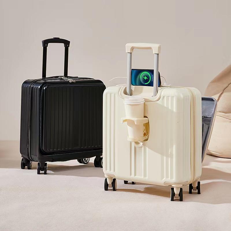 Multifunction Front Opening 18" Small Trolley Case Password Suitcase Cabin Travel Bag Usb Charging Luggage Suitcases On Wheels