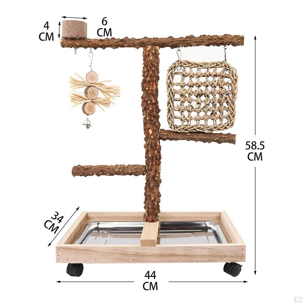 Parrot Playground Parrots Play Stand Exercise Toy Movable Wheel with Tray Bird Perch