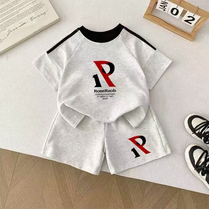 Boys' Summer Outfit Set Fashionable Printed T-shirt Children's Short Sleeved Two-piece Set