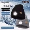 MEPRO Klobouk s rybářským světlem - Cold Cap, Pletený pro zimní teplo, Vybavení pro rybaření venku.
