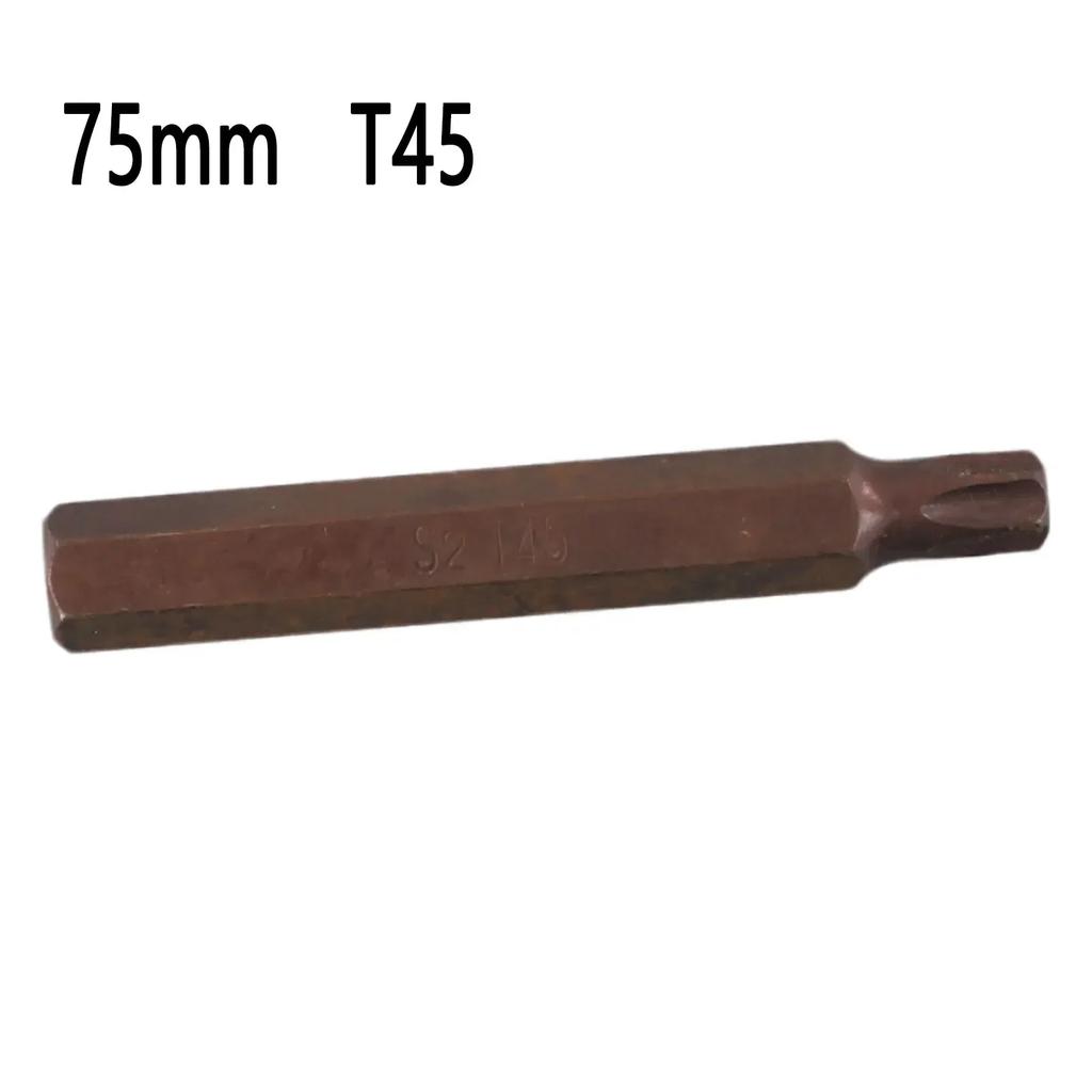 1 Stück 75mm Magnetischer Torx Schraubendreher Bit Stahl 10mm Sechskant Schaft Schraubendreher Für Schlagschrauber T20/T25/T30/T40/T45/T50/T55