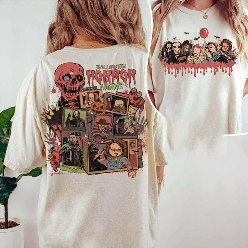 Halloween Horror Characters Shir Scary Movie Graphic Spooky Gift L