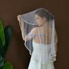 HX6F Luxurious Pearls Decors Bridal Veils Headpiece Soft Sheer Seethrough Tulle Veils For Wedding Event Photography Accessories