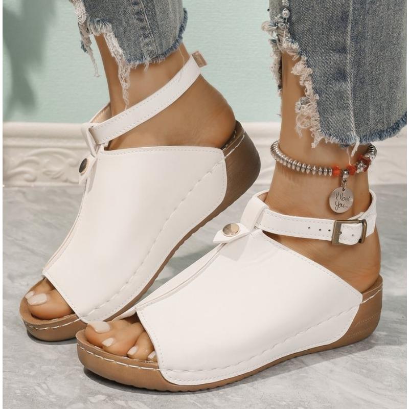 Clogs Wedge Fashion Womens Shoes 2025 Large Size Female Sandal Platform Luxury Big Summer Girls New Low Beige Comfort PU Scandal