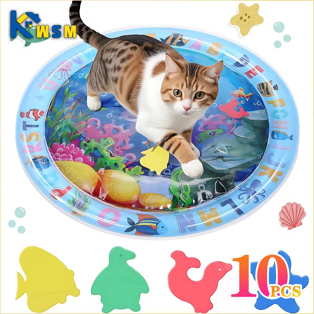Water Sensory Play Mat Thickened Inflatable Water Mat For Cat Dog Pet Playmat With Fish Ocean Theme Baby Safety Cushion Ice Mat