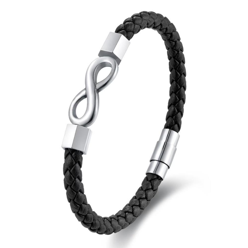 Stainless Steel NO.8 Bracelet Bangles Braided Bracelets Fashion Men Bracelet Male Female