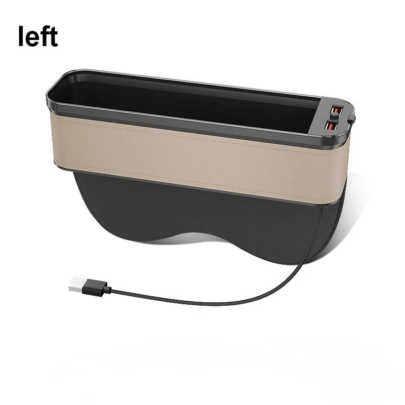 Car Colour Light Seat Gap Storage Box 2 USB Charging LED Car Crevice Storage Organizer Box Auto Interior Stowing Tidying