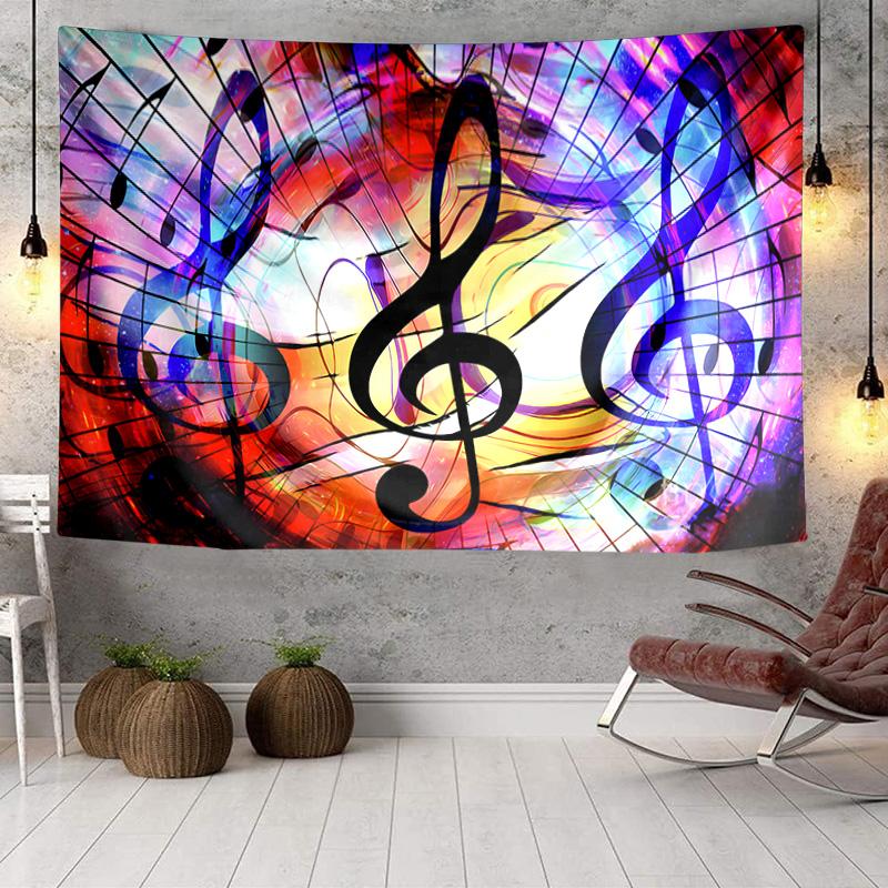 Music Notes Harmony Tapestry Room Decoration Wall Hanging for Living Room Bedroom, Dormitory, Birthday and Christmas Gifts