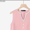 ZANZEA Completi da Donna Due Pezzi Casual: Top a Gilet Senza Maniche e Pantaloni Lunghi