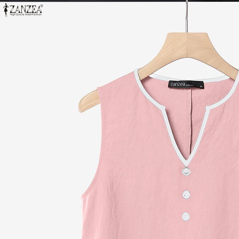 ZANZEA Completi da Donna Due Pezzi Casual: Top a Gilet Senza Maniche e Pantaloni Lunghi
