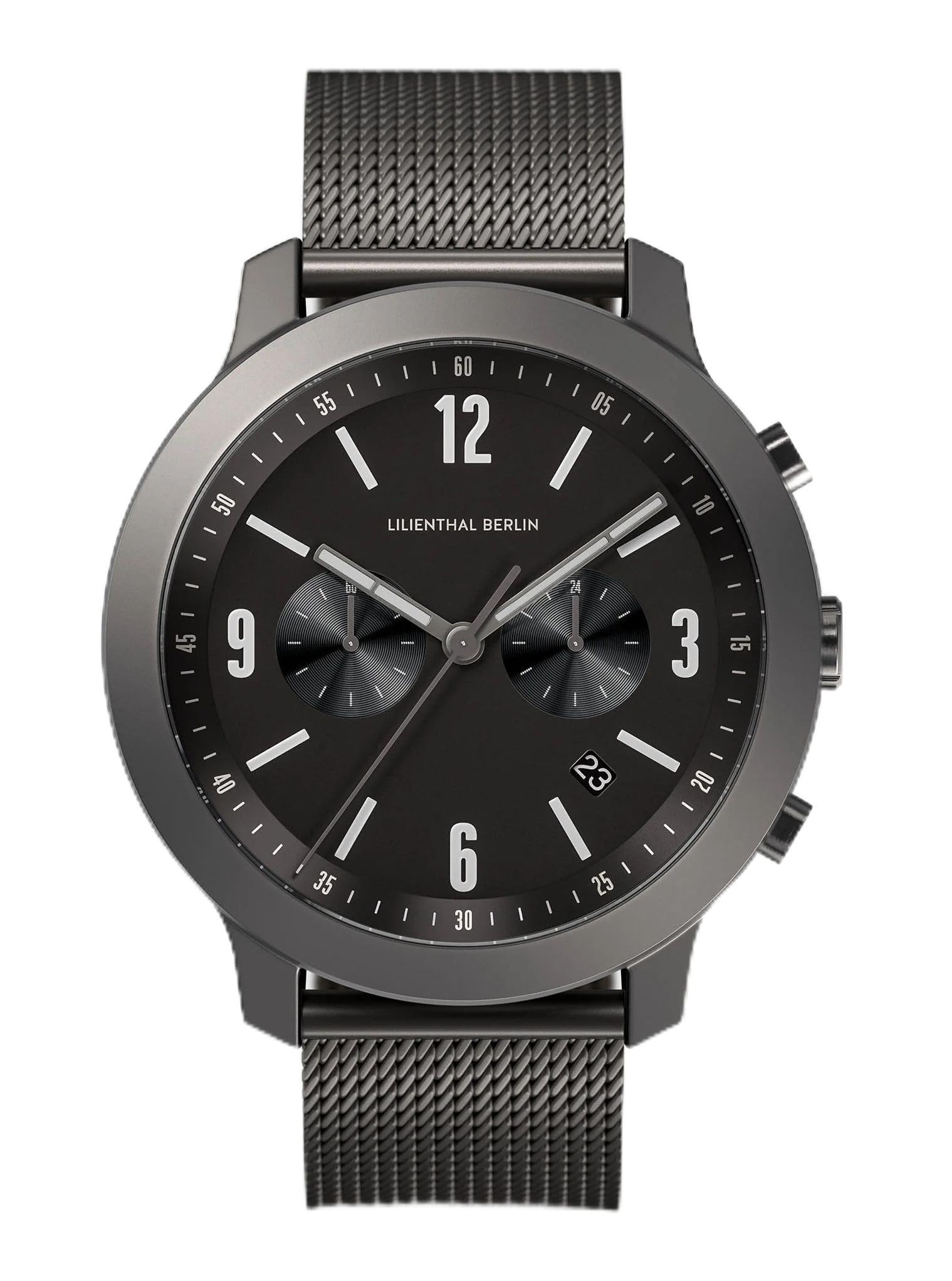 

Lilianthal Berlin Chronograph Watch with Date Made in Gray Men s Display, Germany, C02-001-B023F, чорний
