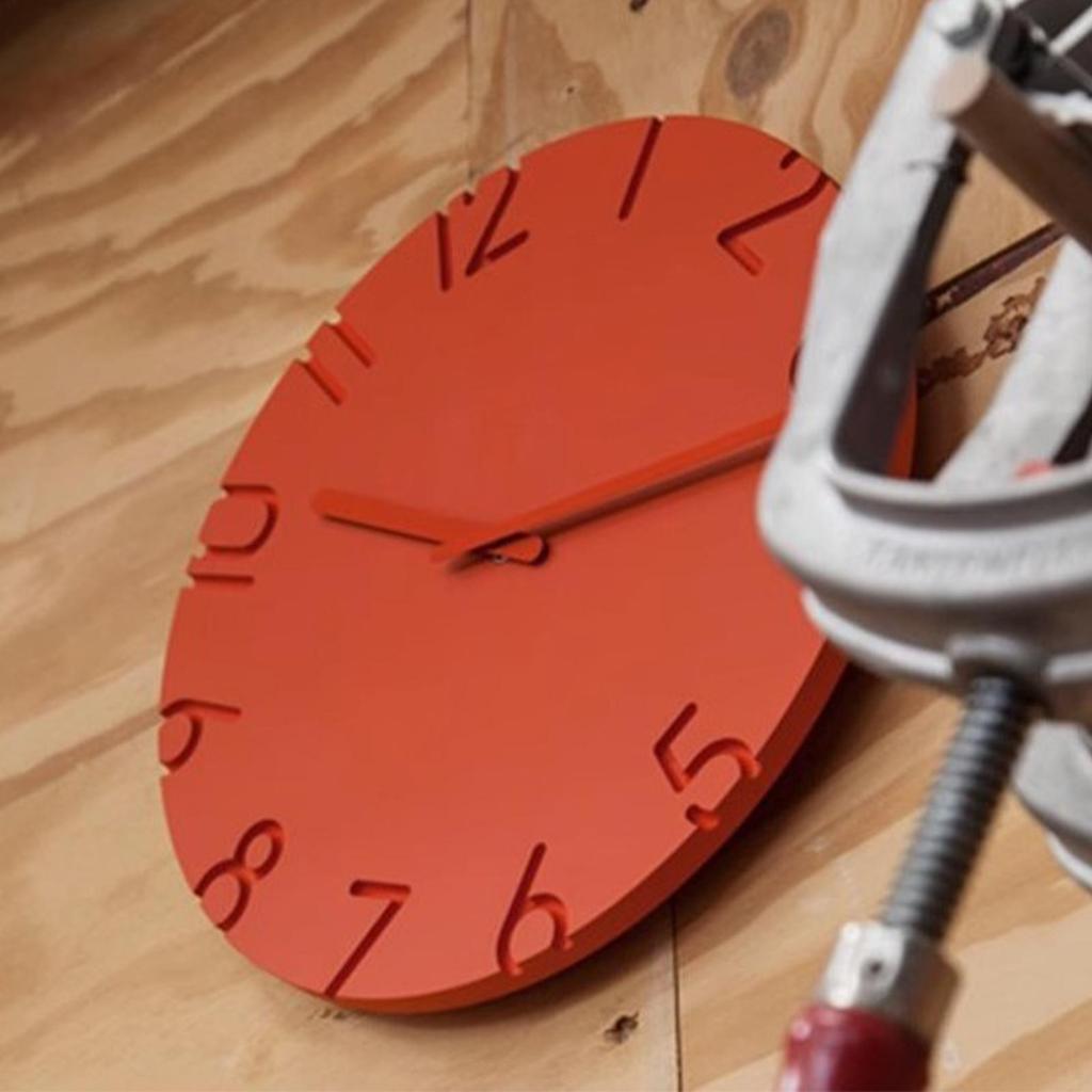 Round Wall Clock 12-Inch 3D Number Cement Texture Clock Modern Wall Decoration For Living Room Kitchen Farmhouse Office Bedroom