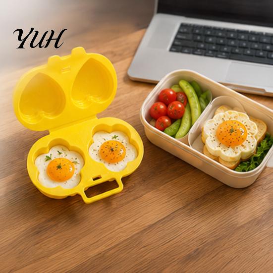 Time Saving Breakfast Device Microwave Egg Cooker, Quick Steamer Mold, Flower/Heart Healthy Omelette Pan ShapeReusable Poacher for No-Oil Cooking,