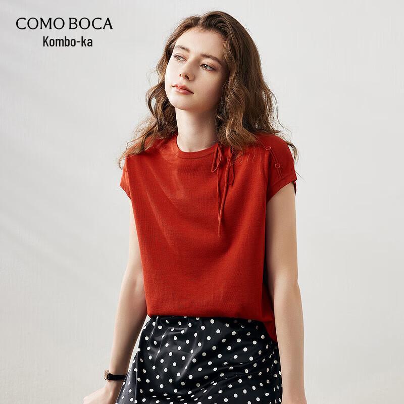 Women's Mulberry Silk Blend Round Neck Short Sleeve Knit Top