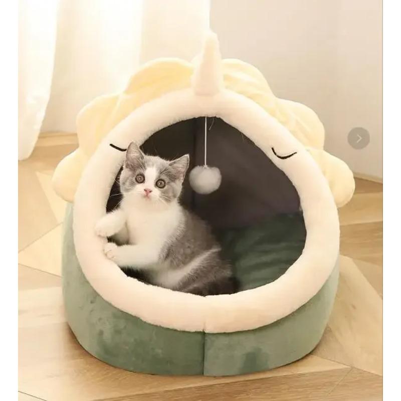 Casa per Animali Cartone Animato Calda Cuccia per Cani Kennel Letto Morbido con Fiocco Cuscino Lavabile Cuccia per Cucciolo Pieghevole Casa per Cani Gatto Piccolo