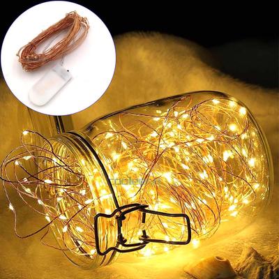 1m 2m 3m 4m LED Cooper Tel Dize Peri Ampulü CR2032 Düğme Pil ile Çalışan Renkli LED Şerit Lambası Tatil Noel Dekoru için