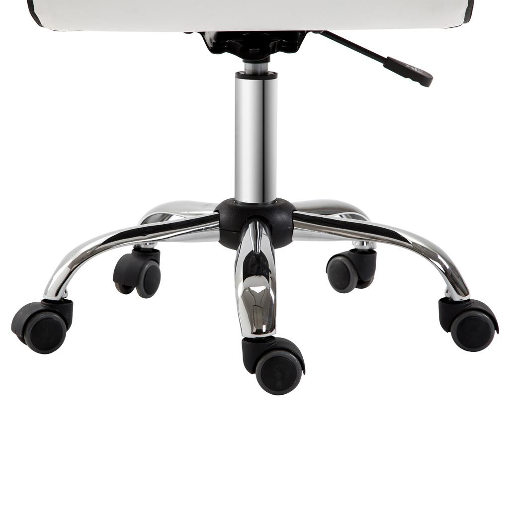 Office Chair Swivel Chair Artificial Leather Steel Structure 5 Wheels Padded White