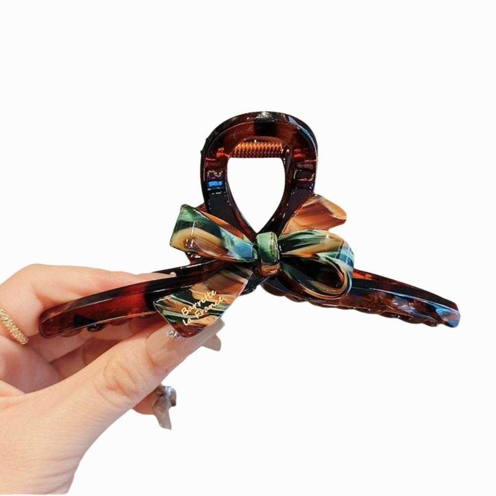 Elegant Acrylic Hair Claw Amber Hair Accessories Shark Hair Clip Enamel Painting Headwear Office