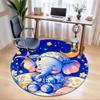 1Pc elephant theme Printed circular carpet, home door mat, outdoor travel protection carpet A4