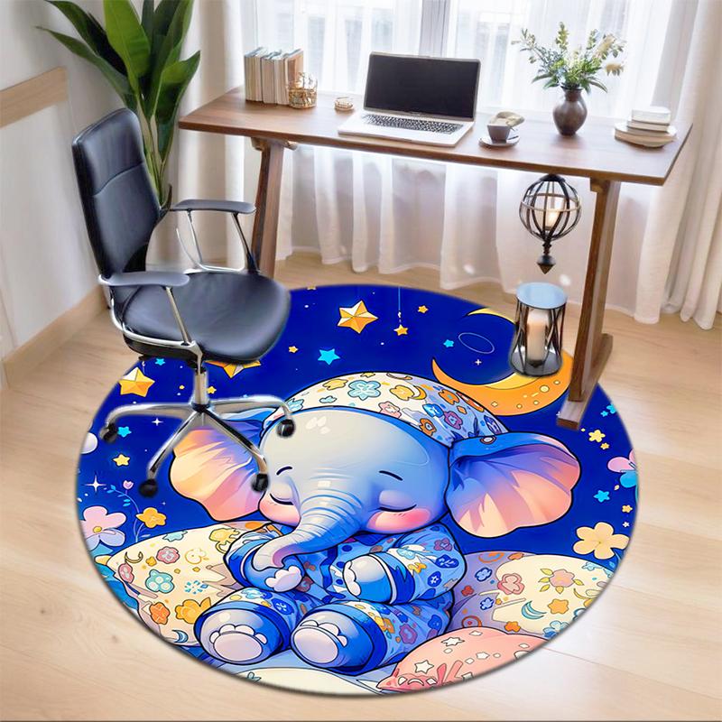 1Pc elephant theme Printed circular carpet, home door mat, outdoor travel protection carpet A4