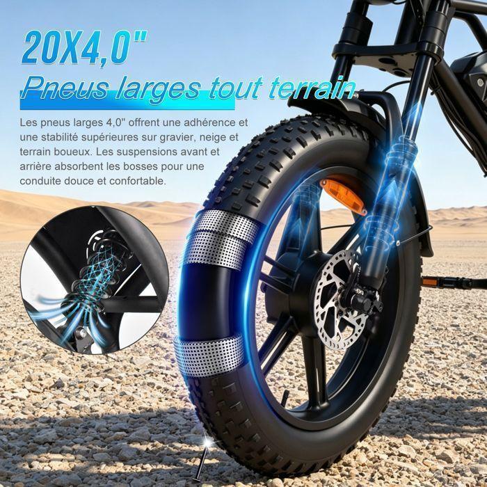 Vélo Électrique Fat Bike 20" – SMARTRAVEL DK400-MAX – Double Moteur 2×250W – Batterie 48V 20Ah – Freins Hydrauliques – Jusqu'à 80km