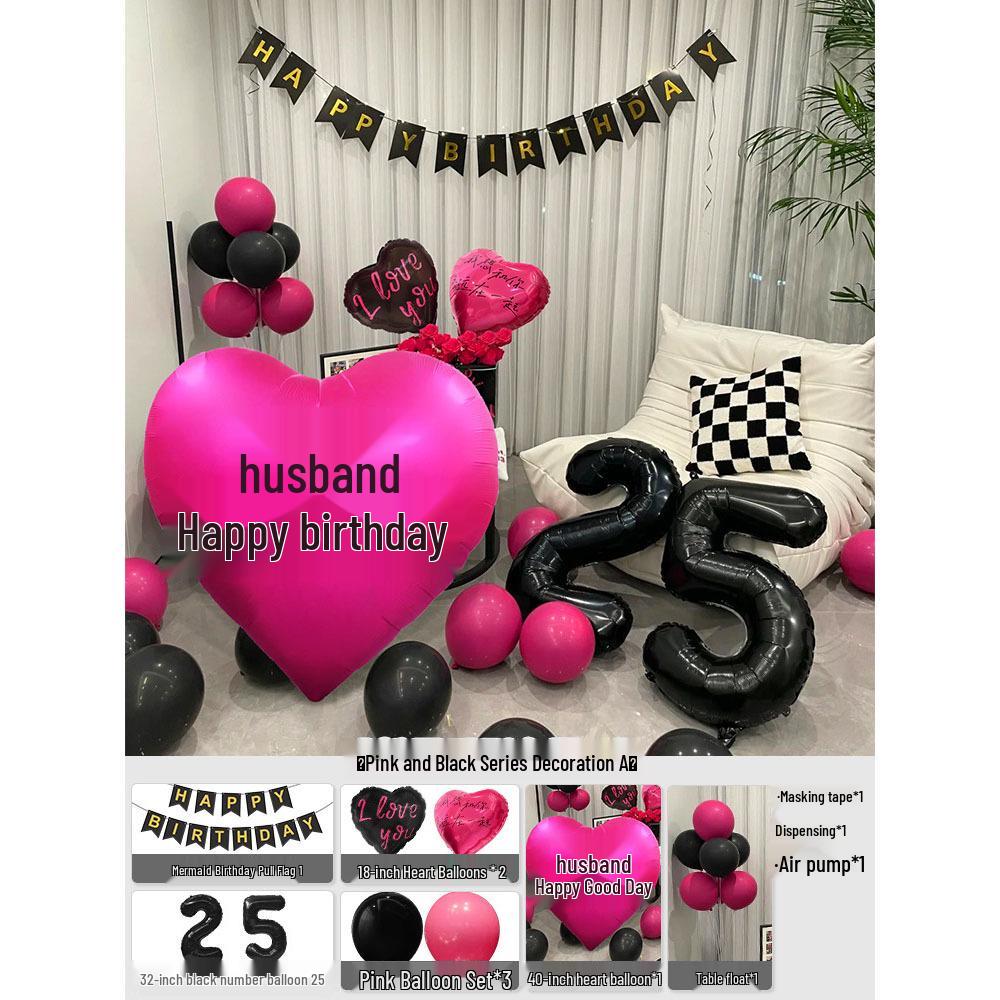 Elegant Birthday Decorations for Men: Number Balloons and High-Class Atmosphere for Husband or Boyfriend's Surprise Party.