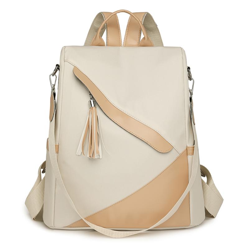 Tassel Backpack Large Capacity Women's Color Contrast Commuter Backpack Multifunctional Shoulder Bag