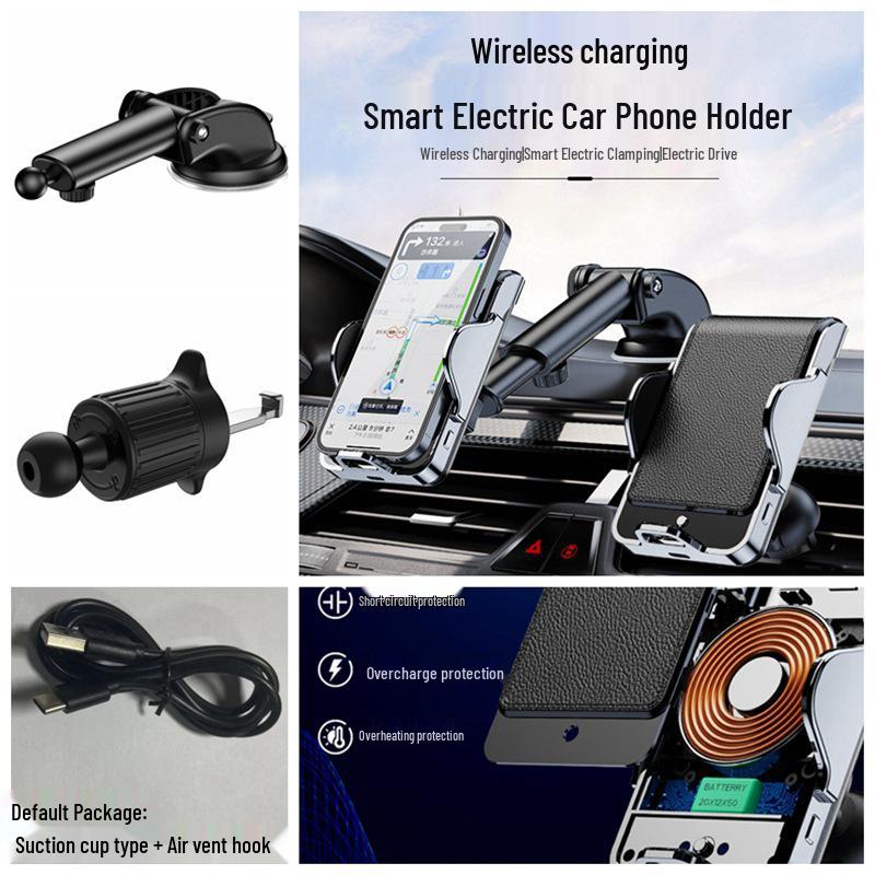 Smart Gravity Wireless Fast-Charging Phone Holder with Suction Cup (15W)