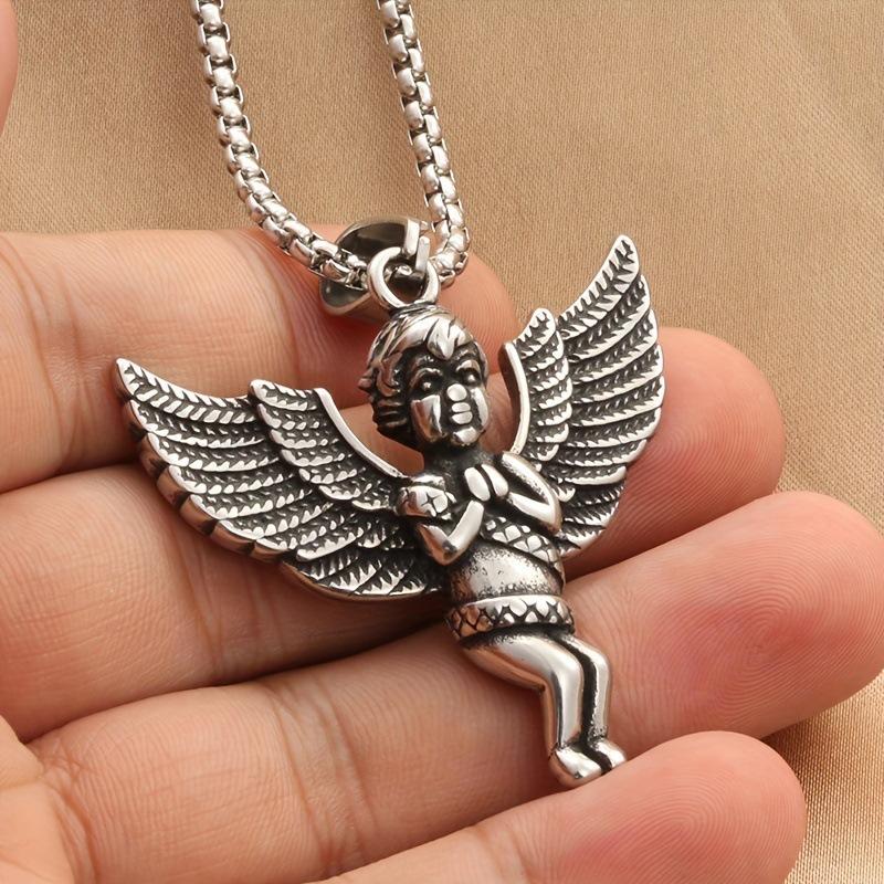 Lucky Angel Men's and Women's European and American Fashion Jewelry Wings Angel Necklace Pendant