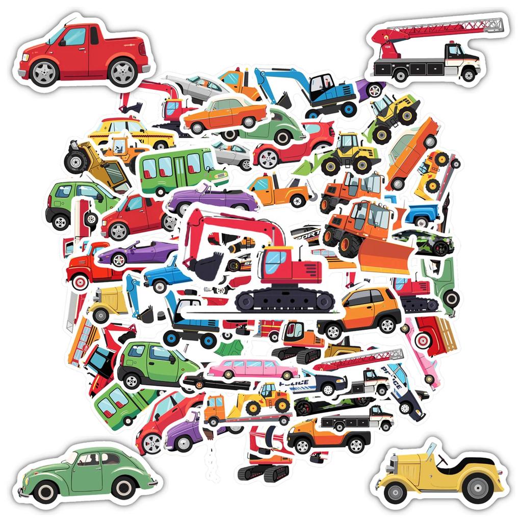 35pcs Cartoon Transportation Stickers Cute Vehicles Car Stickers Sticker Pack For Guitar DIY Skateboard Laptop Luggage Decor