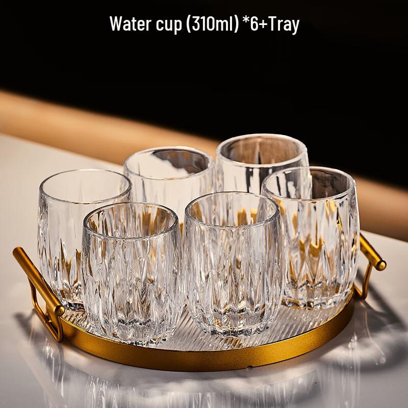Стеклянный набор посуды для напитков в европейском стиле с подносом 6-piece set with tray
