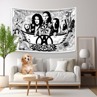 A-Aerosmith Tapestry Four Holes Polyester Digital Prints Flag Banner Rock Band Outdoor Indoor Decoration Room Garage Garden