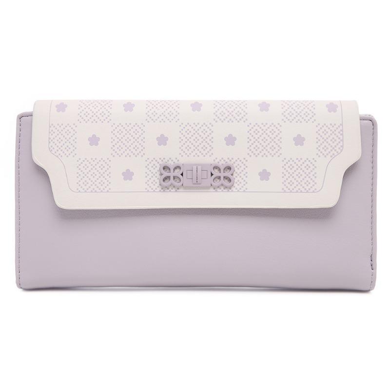 PU Soft Pull Buckle Flower Folding Women's Long Wallet