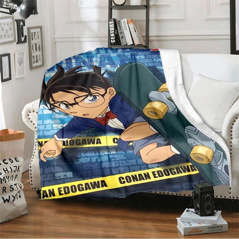 Cartoon Cartoon Detective Conan Printed Blanket, Fashionable Soft Warm Flannel Blanket, Bed Sofa Outdoor Travel Picnic Blanket