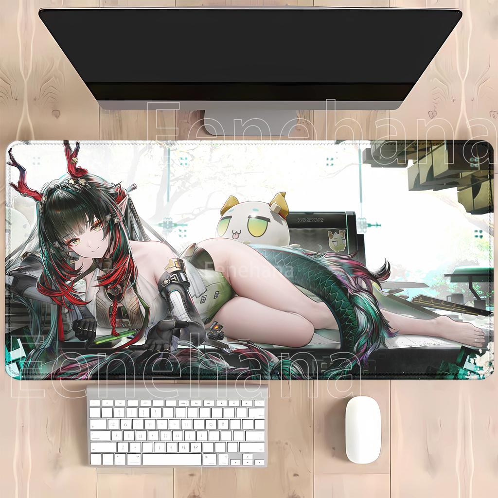 Arknights Endfield Gaming Mouse Pad Rubber Anime Girl Nonslip Base Mousepad Offices Accessories Hd Printing 400x900mm Desk Mat