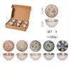 6pcs Japanese Ceramic Cereal Bowl Set Dessert Salad Snack Bowl Kitchen Noodle Bowl Tableware Set Microwave Safe Gift Box