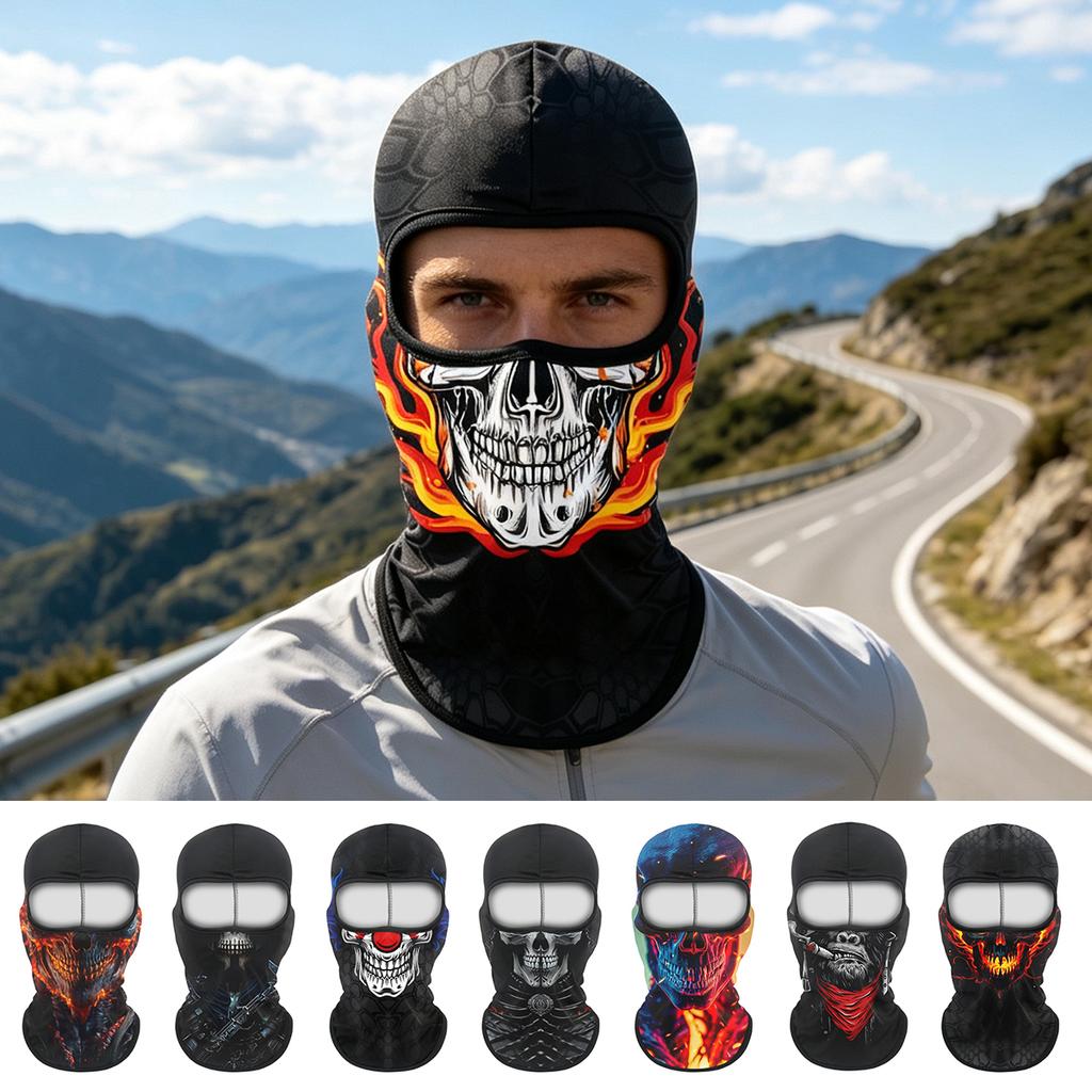 Balaclava Helmet, Animal Skull Pattern Sun UV Protection Face Mask, Lightweight Breathable Neck Gaiter for Motorcycle Cycling