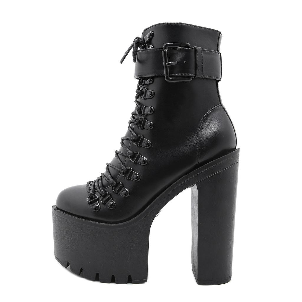 New large-size autumn and winter thick-soled waterproof table nightclub women's thick high-heeled short boots, fast-selling women's boots
