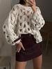 Damen Lässiger Lochstrick-Pullover Cardigan Langarm