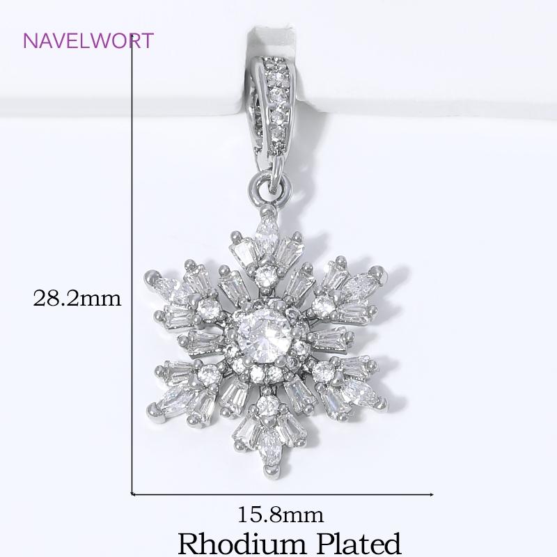 Shiny Zircon Decorative Pendants For Jewelry 18K Gold Plated Brass Snowflake Charms Pendants,DIY Necklace Making Supplies 1 piece