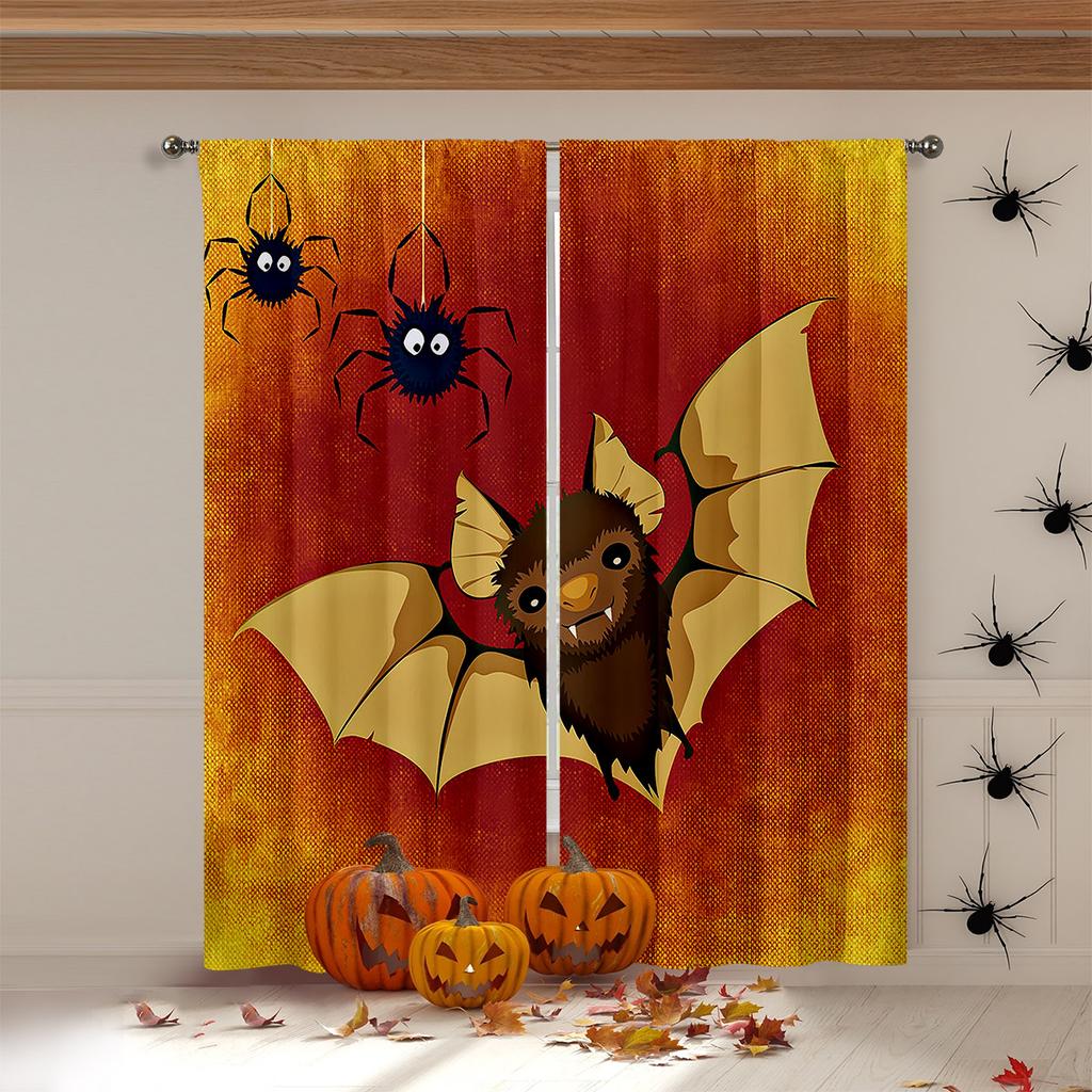 Skull Spider Web Halloween 3d Printed Curtains Suitable For Children's Room Restaurant Study Holiday Party Decoration Curtains