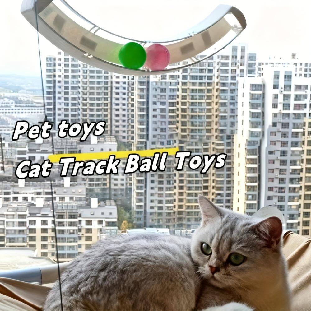 Wall-mounted interactive toy with rolling ball plastic self-play no battery required random colors for cats