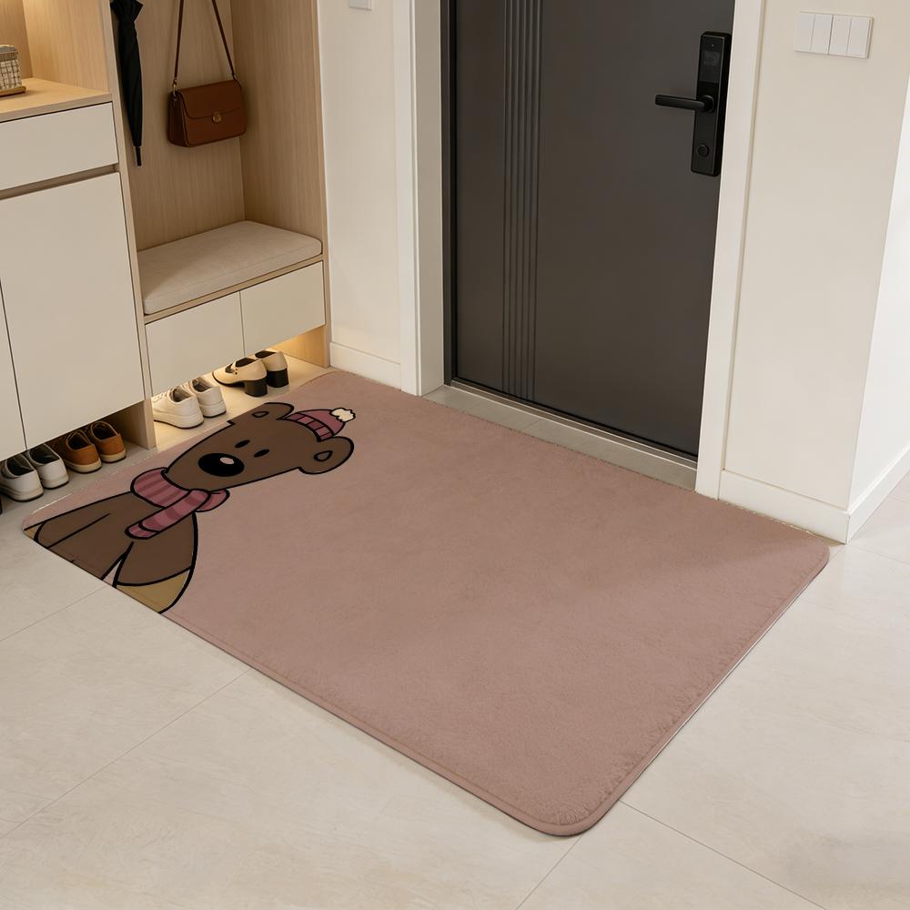 Character M-Mr. Bean Floor Mat Flannel Door Mat Non-Slip Absorbent Washable Indoor Home Rug