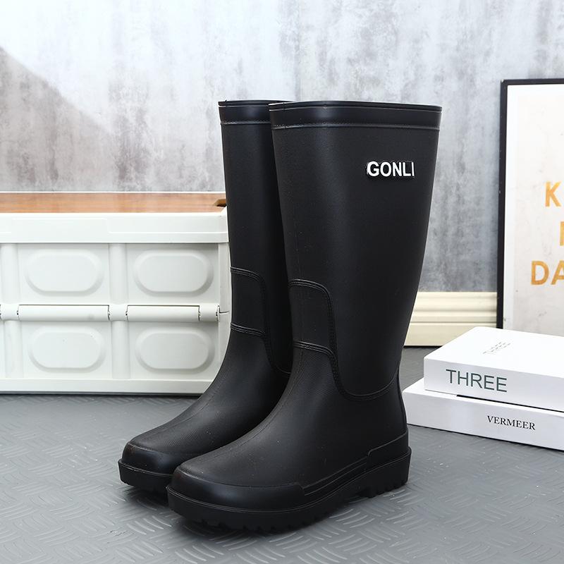 

Tall waterproof rain shoes men s adult thickened water boots warm water shoes bundle rubber shoes non-slip long rain boots 39 чорний