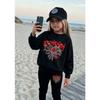 Girls' Heart Spider Casual Comfortable Soft Loose Pullover Sweatshirt and Leggings 2-Piece Set, New Autumn/Winter, Playful, Sweet and Cool Style
