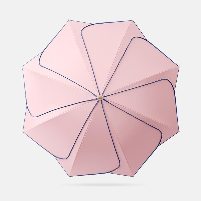 Straight umbrella Modern minimalist creative solid color Durable vinyl petal fresh long handle umbrella Solid wood handle umbrella
