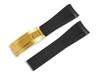 King Watch Parts Compatible with Rolex Aftermarket Rubber Strap with Buckle Black YG Plated 19mm for [Import Original] - - - (Suitable Explorer, Etc.)
