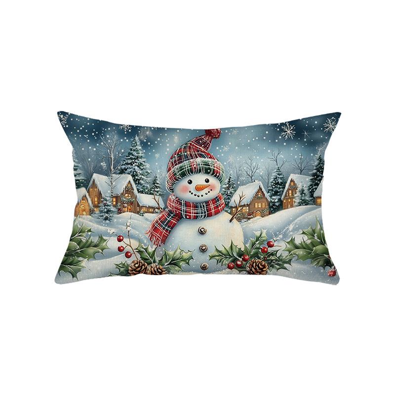 Christmas Waist PillowcaseAtmosphere Decoration Living Room Sofa Pillow Polyester Printed Cushion Cover