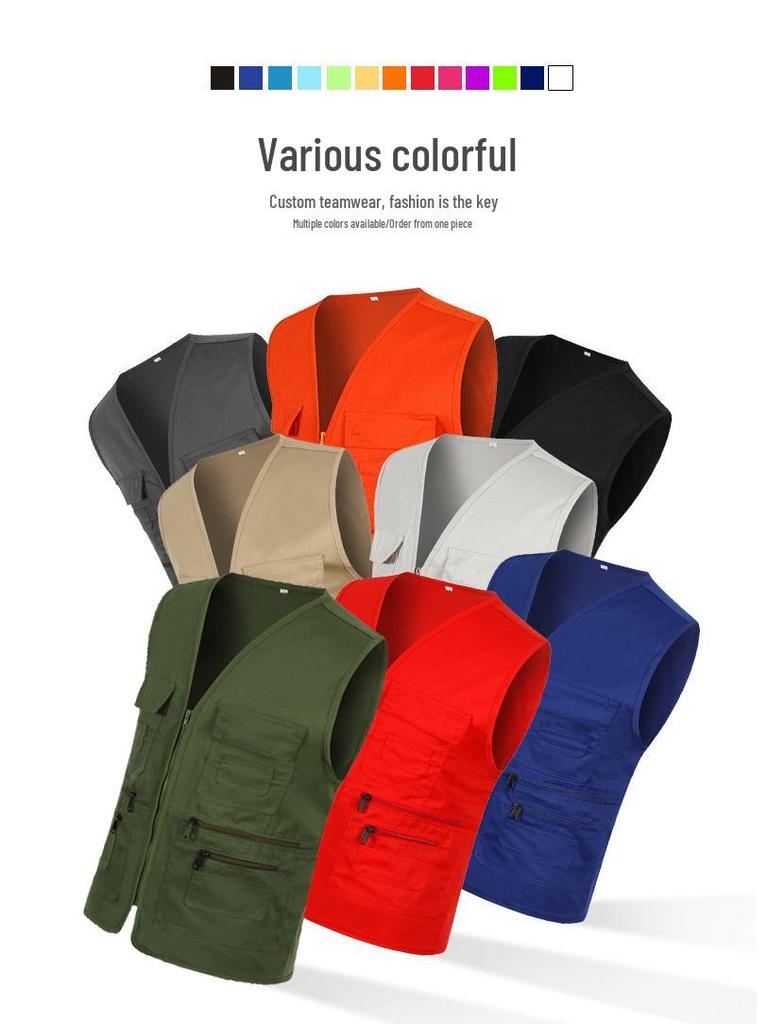 Custom Logo Multi-Pocket Volunteer Vest for Photography and Film Crew.